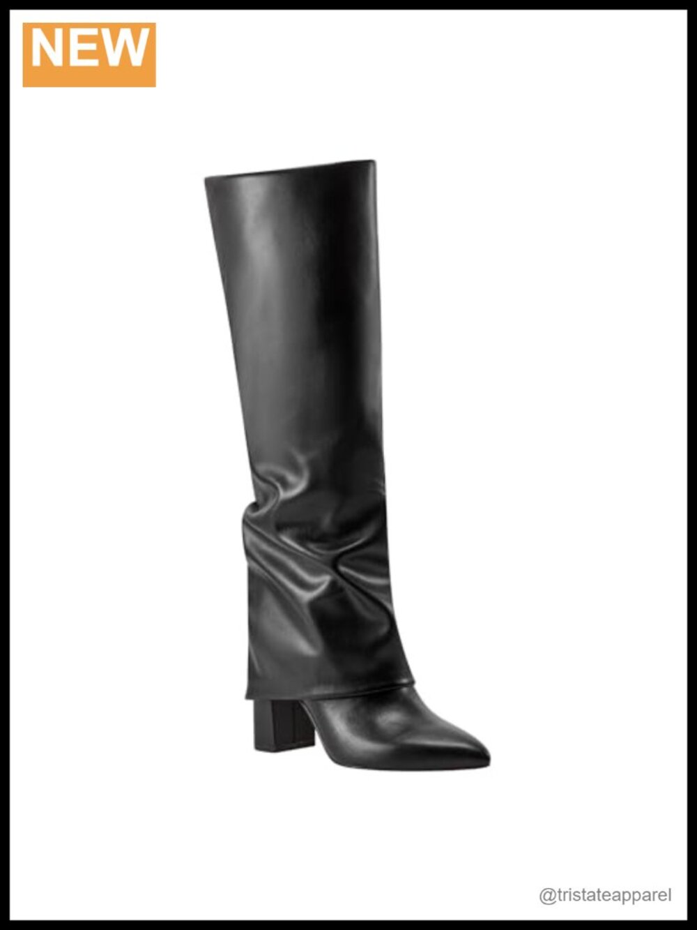 Knee High Boots Faux Leather Pointy Toe Block Heel Ruched Pull On Women's Dress